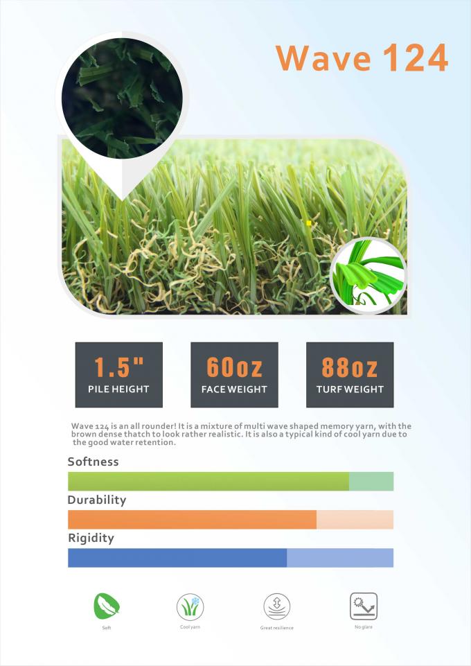 Alfombra verde artificial de la manta de la hierba los 50Mm del jardín rizado del PPE de la seguridad 0